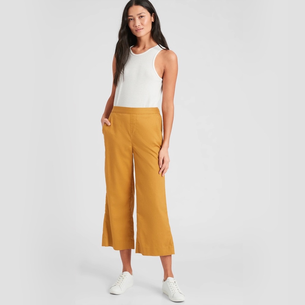 Linen Blend Rowan Wide Leg Pants Gold / Yellow